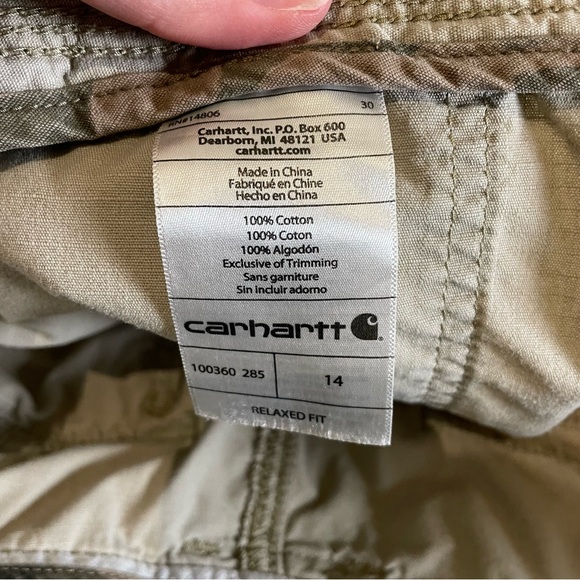 Carhartt Women’s Cargo Shorts Tan Khaki Relaxed Fit Size 14 Cotton - Picture 8 of 12
